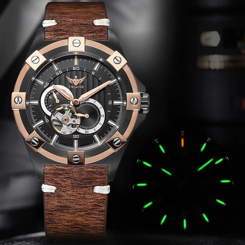 Yelang V1024 Men Brand Watches 44mm Japan Miyota 82S7 Automatic movement Luminous Men 100m Water-Resistant Watch Military Style