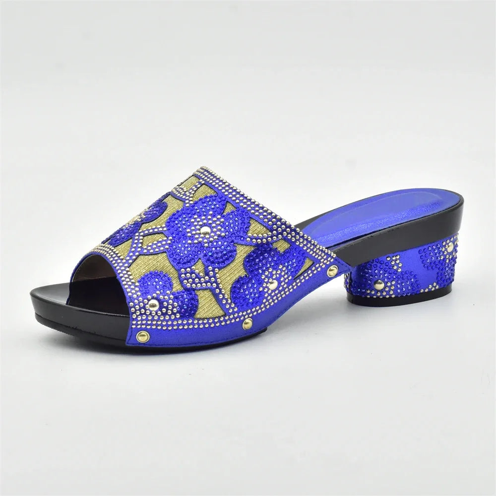 New Red Rhinestone Women Wedding Shoes High Quality African Paty Shoes Open Toe Sexy Ladies Shoes Italian Women Wedding Pumps1