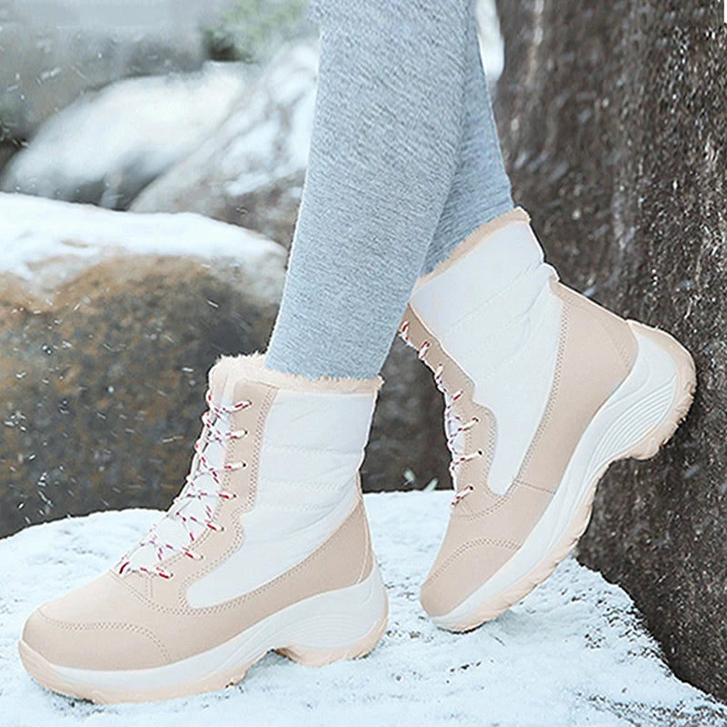 Women's Boots Snow Solid Shoes Woman Platform Women Shoes 2025 Trend Mid Women's High Boots Plush Women Boots Botas Mujer