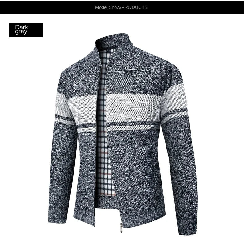 Men's High Quality Thick Plus Velvet Brand Casual Fashion Baseball Collar Classic Jacket, Zipper Warm Windbreaker Male Coats