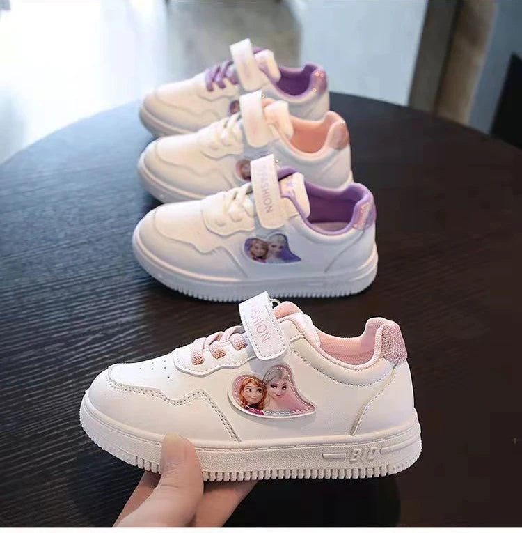 Unisex Children's Casual Shoes White Frozen Princess Elsa Anna Flats Light Running Soft Soles Fashion Brand Shoes