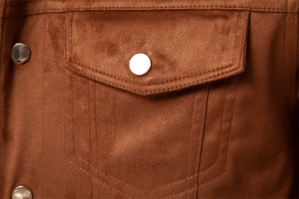 2023 Nieuwe herfst-winter suède leren jas herenmode luxe casual omslagkraag herenjas