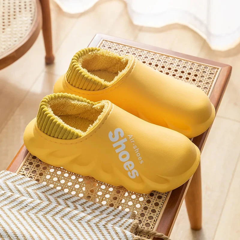 Unisex Winter Plush Sport Slippers Outdoor Waterproof Home Warm Fuzzy Slippers Suitable As Garden Shoes For Men & Women