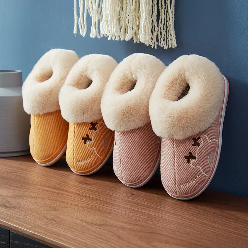 Unisex Warm Plush Winter Slippers Indoor Furry Fluffy Cotton Slides Suitable As Comfortable Home Bedroom Shoe For Men & Women