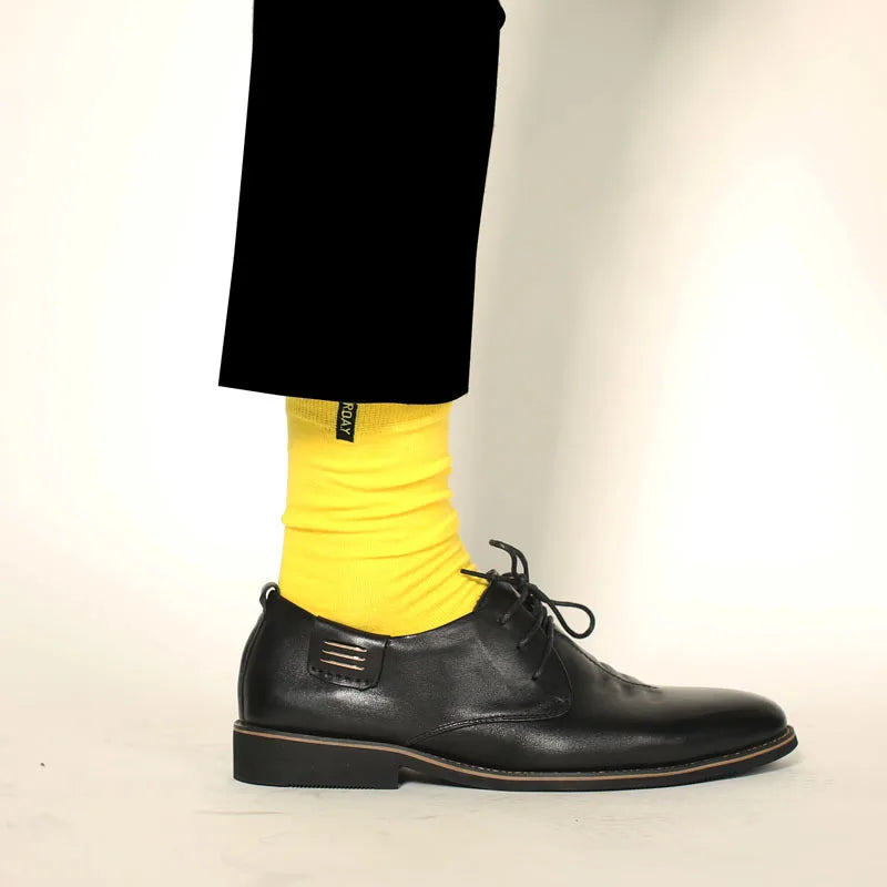 7 paar nieuwe gekleurde katoenen sokken van hoge kwaliteit, effen, voor heren, casual, weeklange sokken