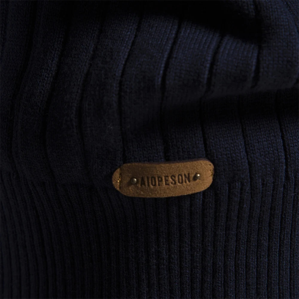 Men's Autumn Quarter Zipper Mock Neck Pullover Sweaters For Men Quality Warm Winter Cotton Knitted Men's Sweaters