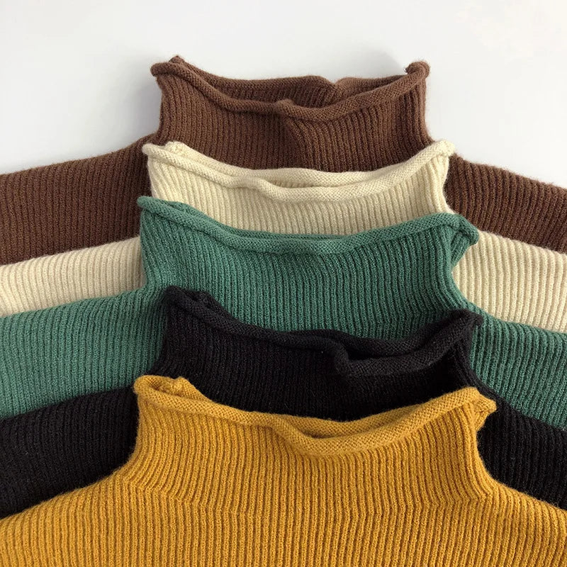Kids Sweaters Half Turtleneck Girls Base Sweaters 5 Colours Girls Boys Knit Pullover 1-6Y Unisex