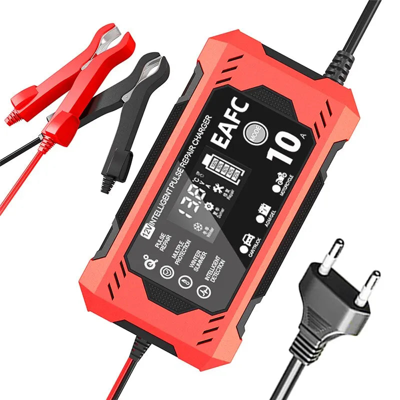 Car Battery Charger 12V 8A 10A Touch Screen Pulse Repair Digital LCD Display Smart Fast Charger for Car Motorcycle