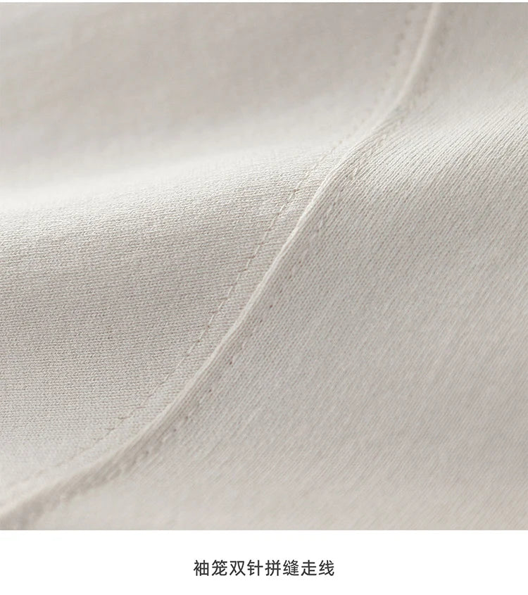2025 Summer New American Retro 245G Short Sleeve O-neck Solid Color T-shirt Men's Fashion Simple 100% Cotton Washed Casual Tops