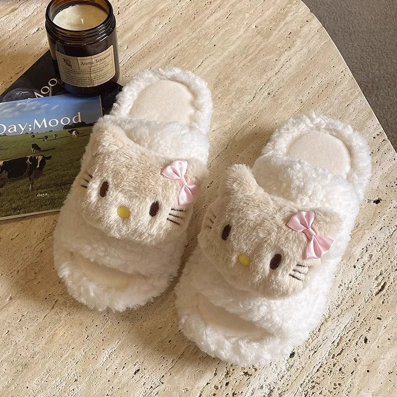 Kids' Slippers House Shoes Cartoon Hello Kitty Winter Shoes Soft Bottom Warm Anti-Slip Shoes For Girls Size 36-41
