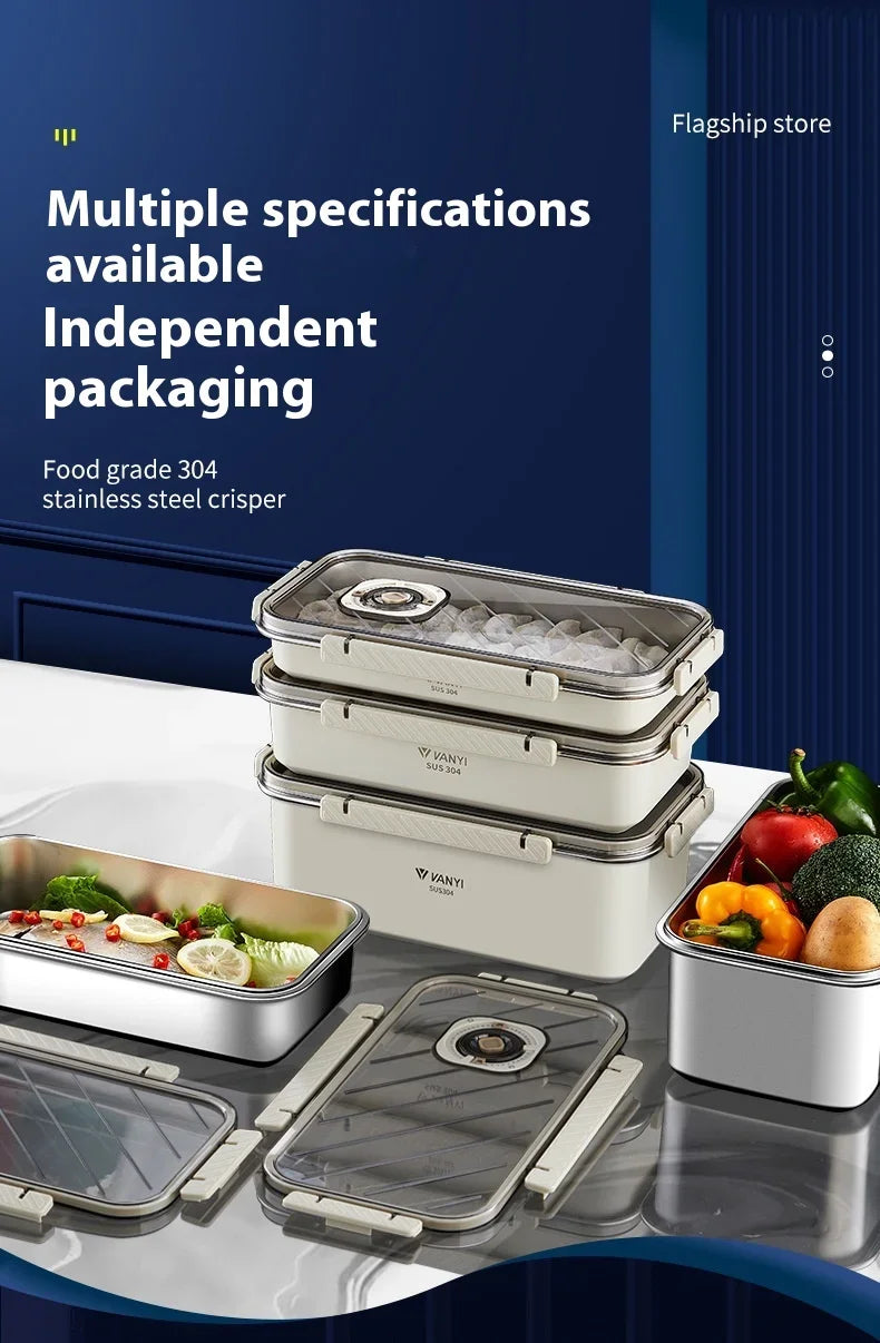 Stainless Steel Airtight Containers w/ Date Indicator & Leakproof Lid - BPA-Free Microwave/Freezer Safe - Home/Kitchen Lunch Box