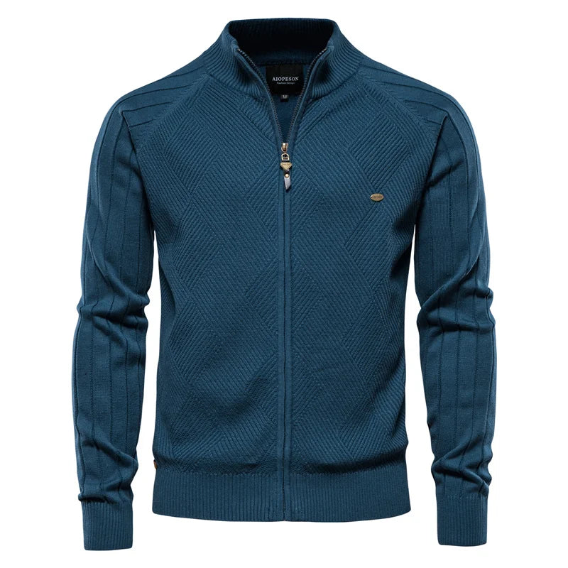 Men's Spliced Cardigan Streetwear Casual High Quality Cotton Sweater Winter Fashion Brand Cardigans for Men