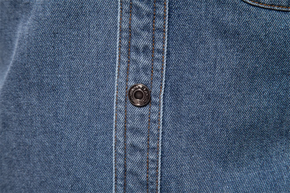 Men's 100% Cotton Denim Shirts Double Pocket Casual Cowboy Shirts Long Sleeve Autumn Jeans Shirts for Men