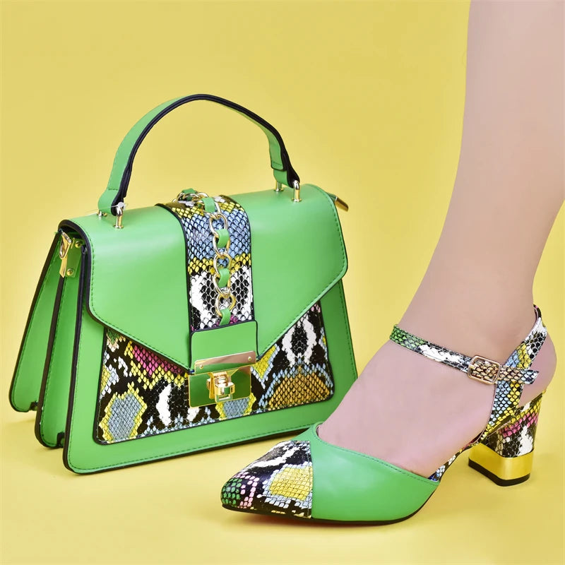 Women's Designers Italian Shoe and Bag Set for Nigerian Ladies' Luxury Party Shoes With Sexy High Heels