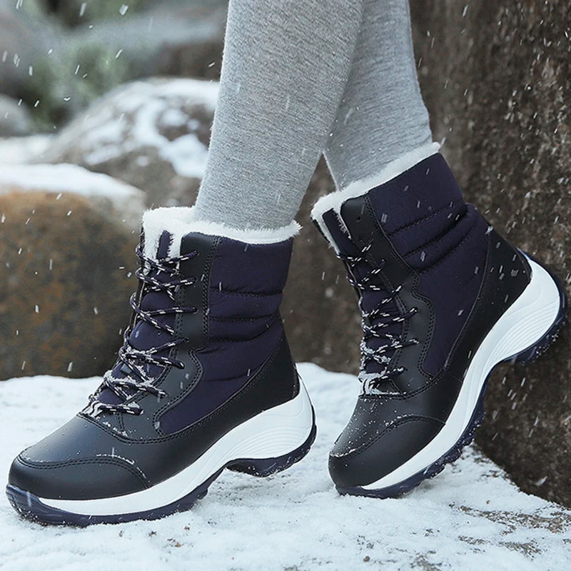 Women's Boots Snow Solid Shoes Woman Platform Women Shoes 2025 Trend Mid Women's High Boots Plush Women Boots Botas Mujer