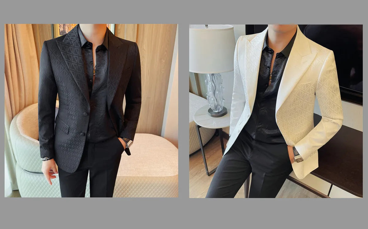 Men's Floral Print Blazer Jacket - Slim Fit Single-Breasted Business Casual Style Autumn Winter Formal Male Coat