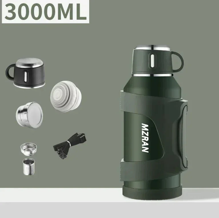 316 roestvrijstalen thermosfles met grote capaciteit, 2L/3L, buitenreiskoffiemokken, thermische vacuümwaterfles, thermische mok