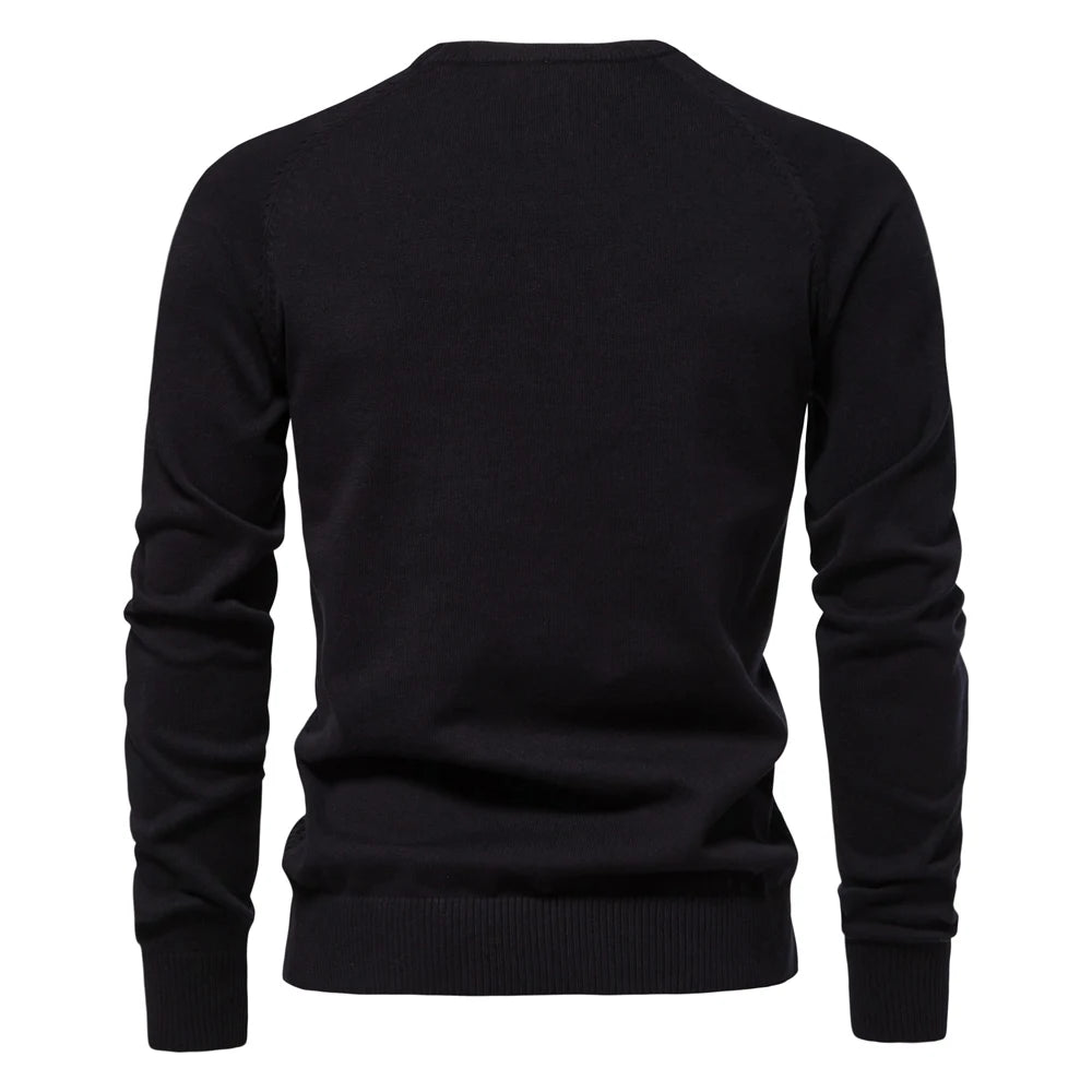 Men's Crew Neck Cotton Pullover Sweater Casual Business Geometric Knitted Male Sweaters