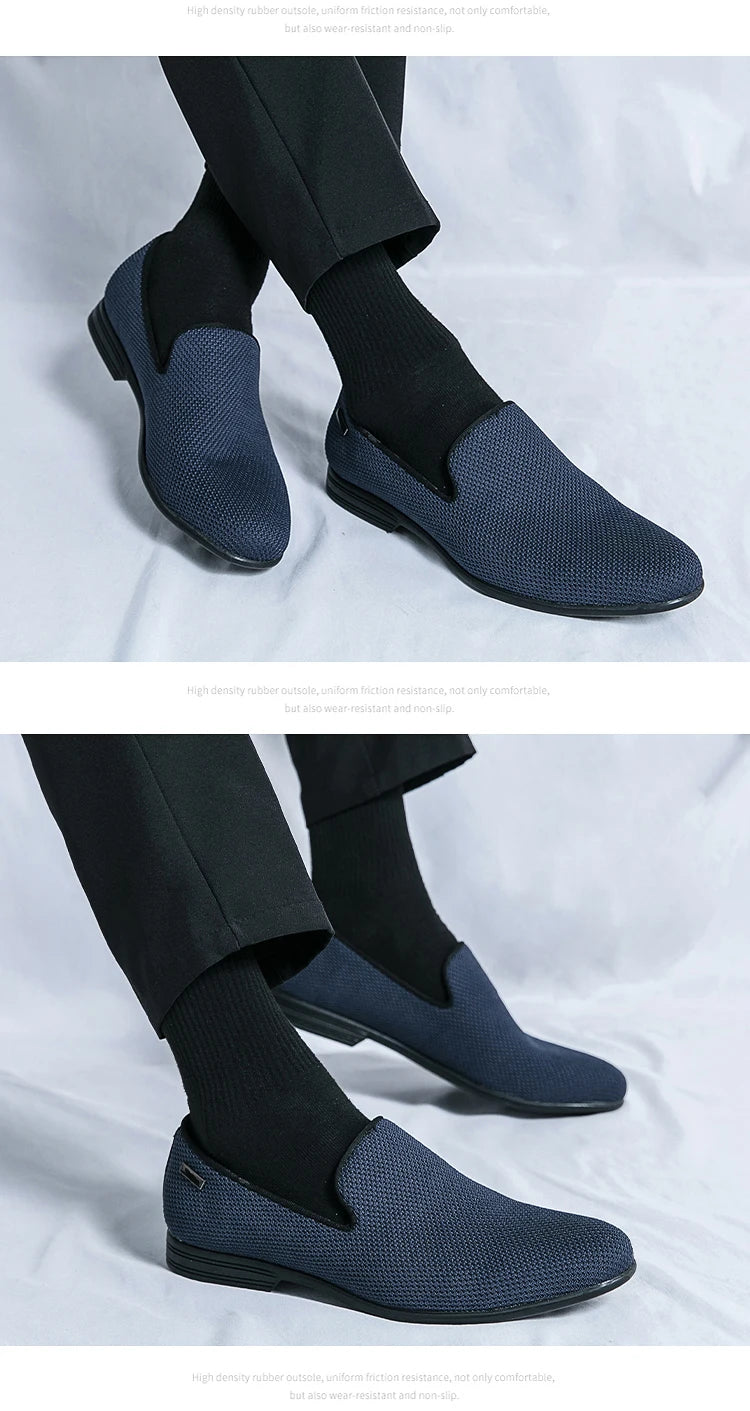 Breathable Mesh Formal Dress Oxfords Shoes for Men Orange Red Male Fashion Casual Loafers England Gentleman Style Shoes