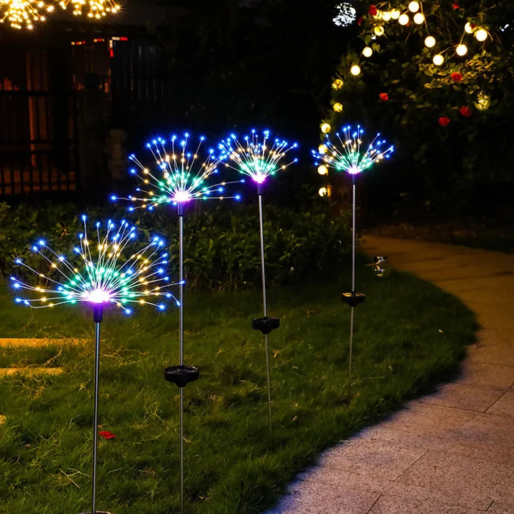 200LED LED-zonnevuurwerkverlichting voor buiten, grasbol, paardenbloemlamp voor tuin, gazon, landschapslamp, vakantieverlichting