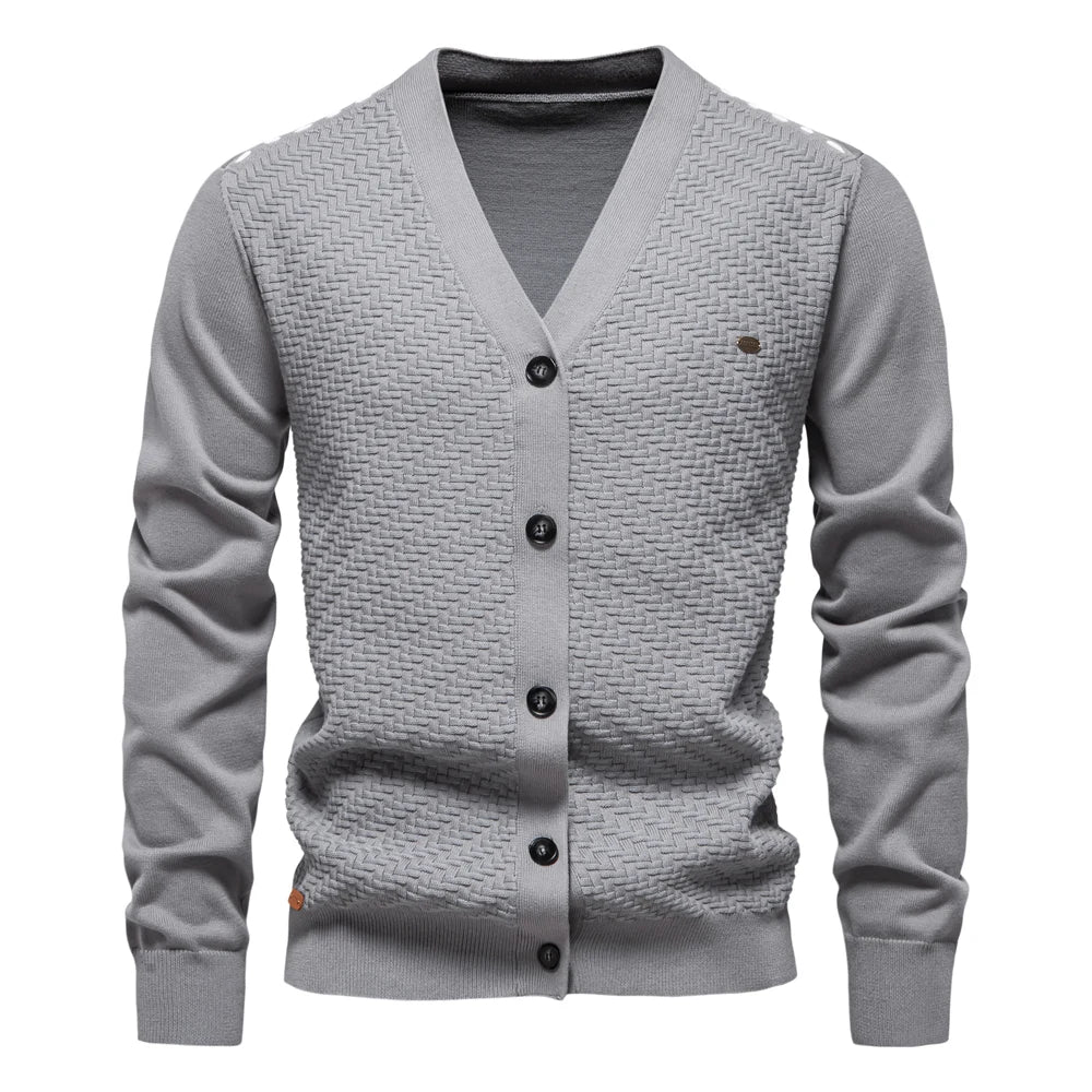 Men's V-Neck Button Up Cotton Cardigan Sweaters Casual Social Knitted Sweater Cardigans for Men