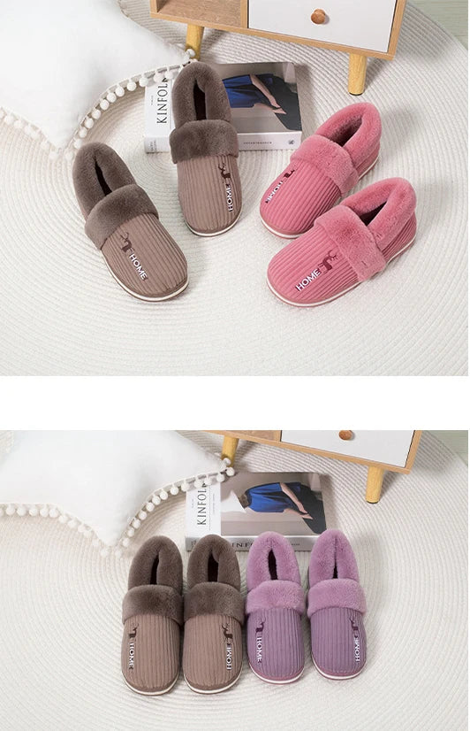 Unisex Warm Plush Winter Slippers Indoor Furry Fluffy Cotton Slides Suitable As Comfortable Home Bedroom Shoe For Men & Women