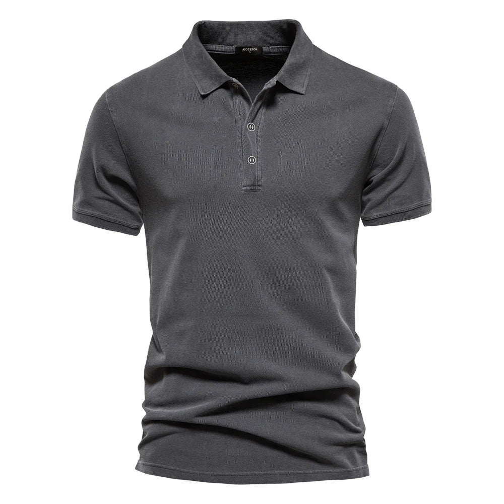 Men's 100% Cotton Solid Colour Polo Shirts Casual Short Sleeve Turndown Fashion Streetwear Shirts For Men