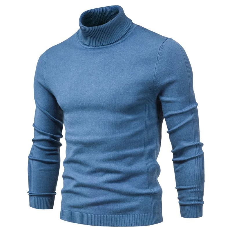 Winter Men's Turtleneck Sweater Casual Solid Colour Warm Pullover High Quality Slim Neck Long Sleeve Sweater For Men