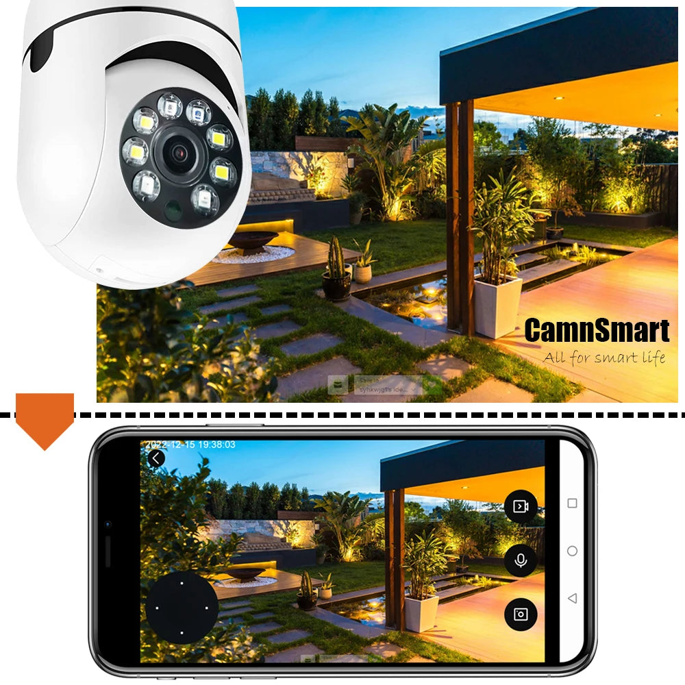 6MP Tuya E27 Bulb Camera WIFI PTZ Videobewaking Babyfoon Kleur Nachtzicht Binnen Smart Life APP Bediening IOS Android