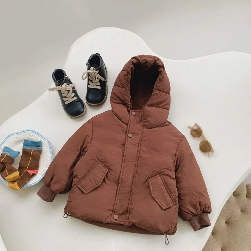 Children's Down Jacket Winter New Kid's Clothing Korean Version Boys Loose Solid Colour Thick Coat Girls Warm Outwear 2-7Y Unisex