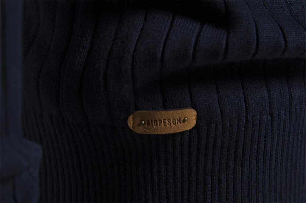 Men's Autumn Quarter Zipper Mock Neck Pullover Sweaters For Men Quality Warm Winter Cotton Knitted Men's Sweaters