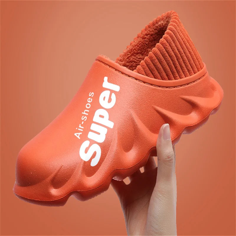 Unisex Winter Warm Cotton Slippers Indoor and Outdoor Waterproof Walking Shoes Fluffy Non-Slip Sandals For Women & Men