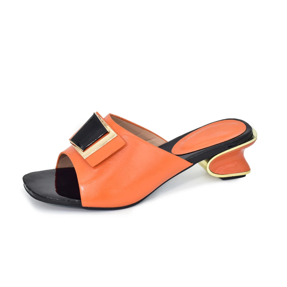 New Fashion Orange Colour Wedding Shoes for Women Simple Party Prom Summer Sandals Italian High Heels Autumn Slipper for Wedding