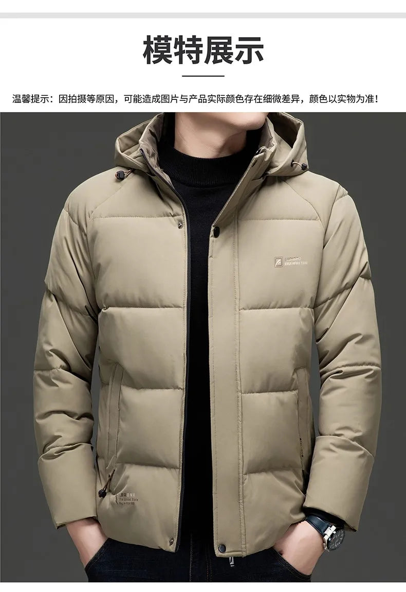 Men's Top Grade Designer Brand, Parka Jacket Cropped Thick Casual Fashion, Hooded Windbreaker, and Quilted Bubble Male Coats