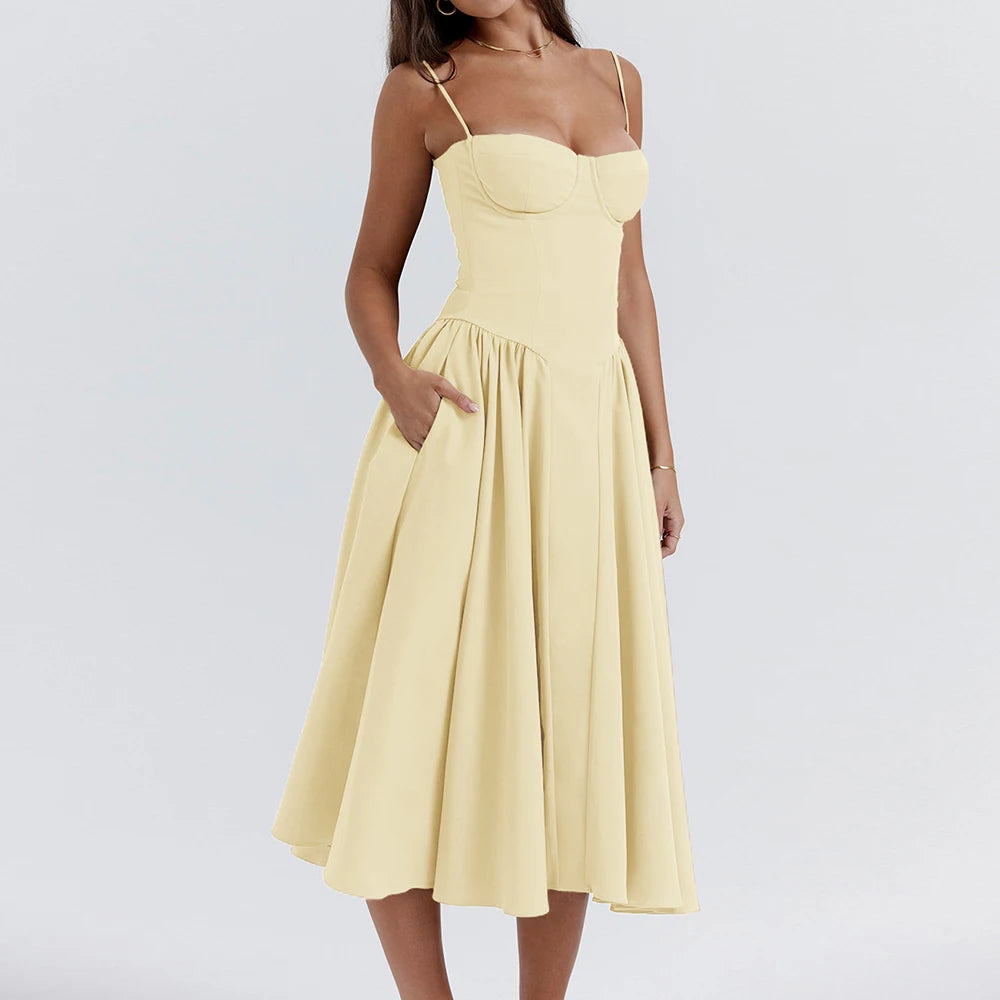 Women's Dresses Spring French Elegant Solid Colour Sleeveless Strapless MIDI Wrap Dating Dresses
