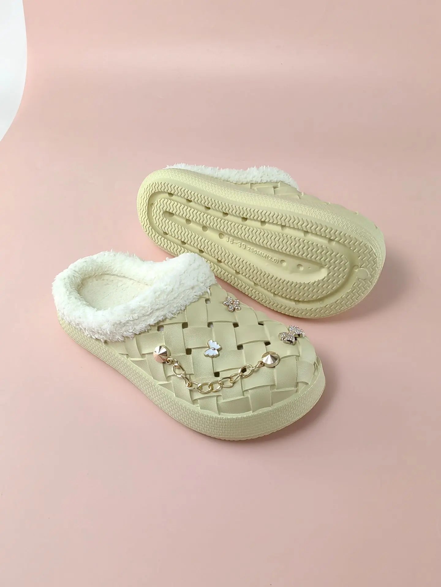 Kids' Slippers House Shoes Cartoon PU Leather Bow Winter Shoes Warm Anti-Slip Soft Bottom Shoes For Girls Size 40-45