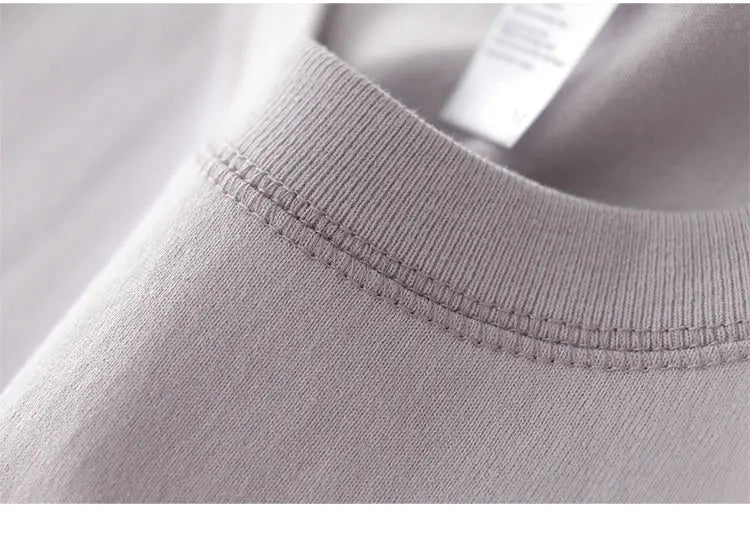 2025 Summer New American Retro 245G Short Sleeve O-neck Solid Color T-shirt Men's Fashion Simple 100% Cotton Washed Casual Tops