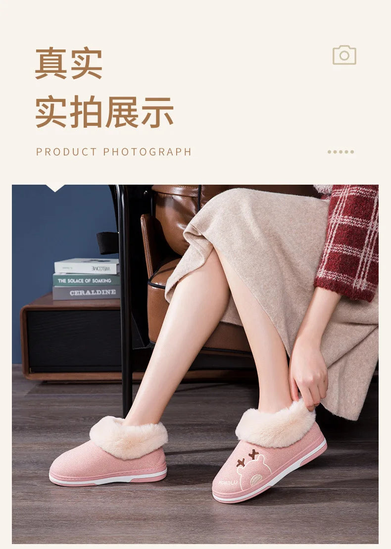 Unisex Warm Plush Winter Slippers Indoor Furry Fluffy Cotton Slides Suitable As Comfortable Home Bedroom Shoe For Men & Women
