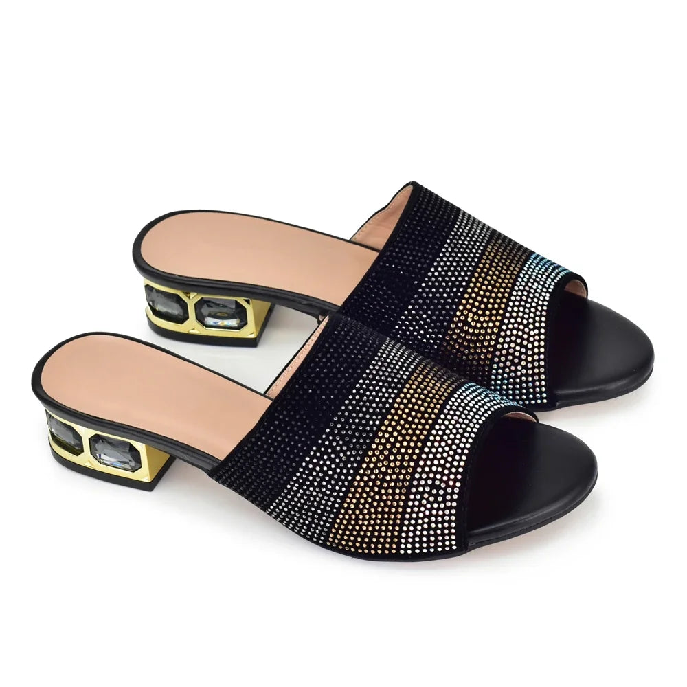 Designer Wedding Shoes for Bride Party Shoes and Slippers Decorated with Rhinestone Nigerian Women Party Pumps