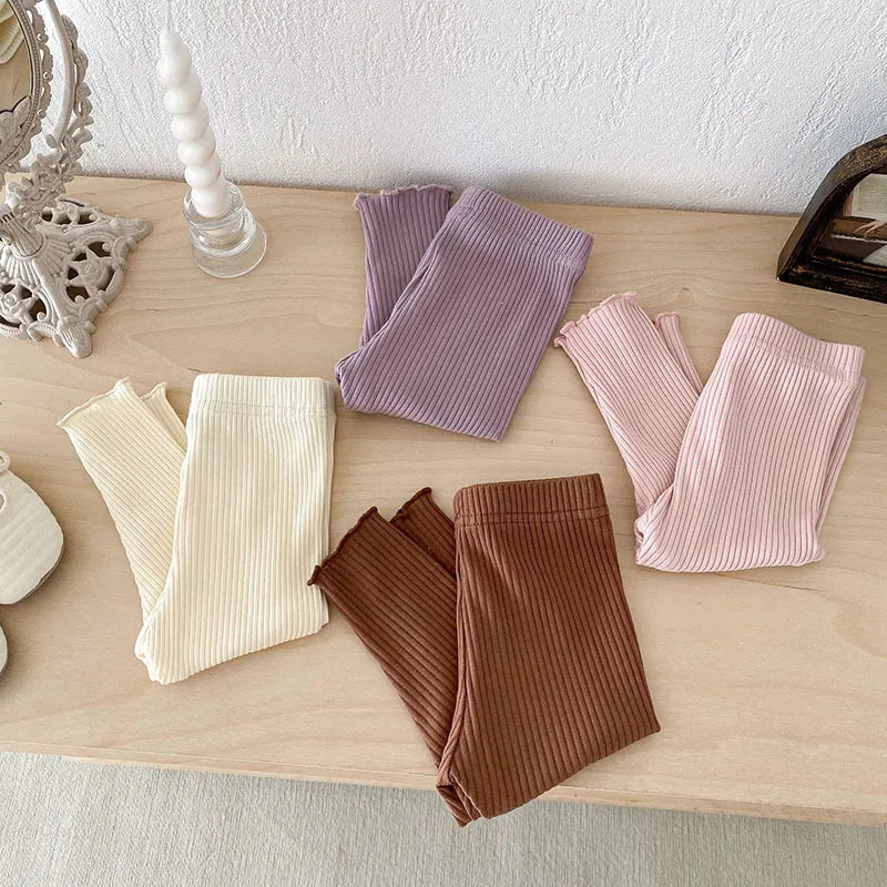 Herfst Baby Leggings Leuke Effen Kleur Meisjes Jongens Pit Strip Skinny Broek Ademende Peuterbroek 6M-3 & Unisex