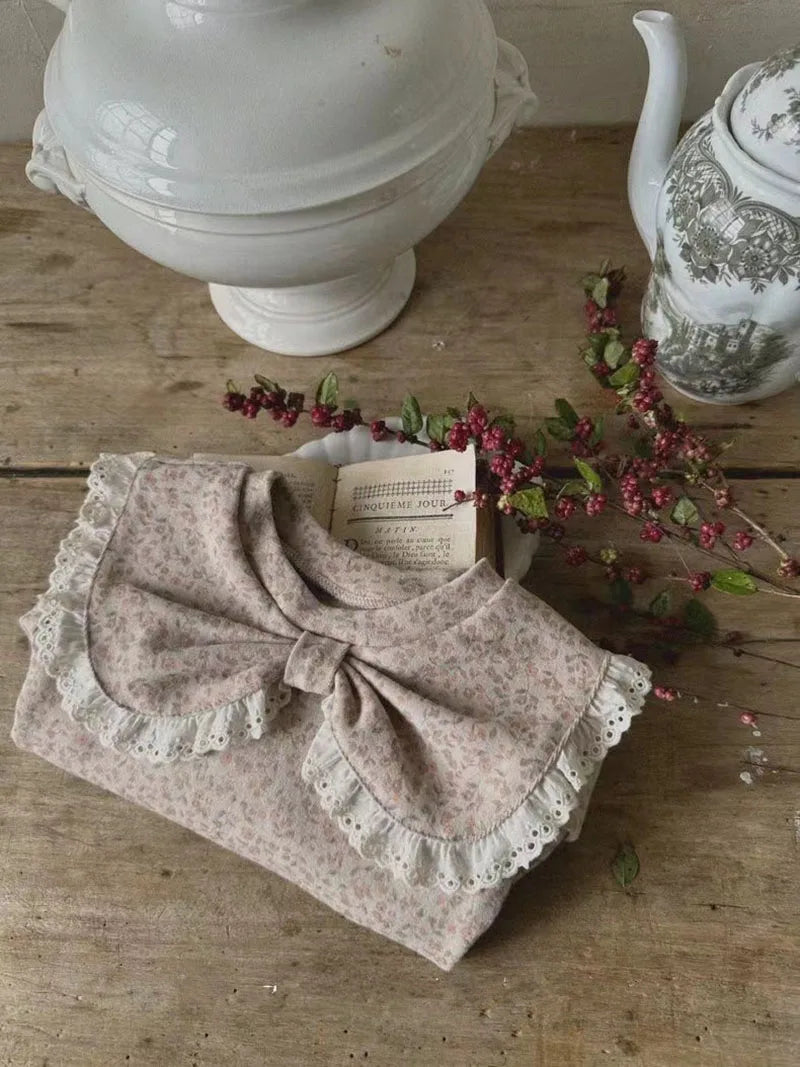 Herfst Baby Kant Bottoming Shirt Peuter Schattig Bloem Strik Kraag Basis Shirt Baby Dunne Lange Mouwen Meisjes Tops 1-3Y Meisjes