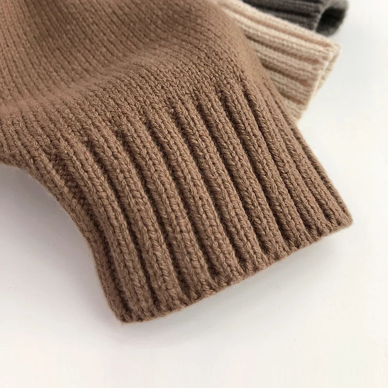 Front Pocket Fine Knit Children Boys Girl Sweaters Hoodie Knit Pullover Loose Style Girl Hooded Toddler Knitwear Coat 1-6Y Unisex