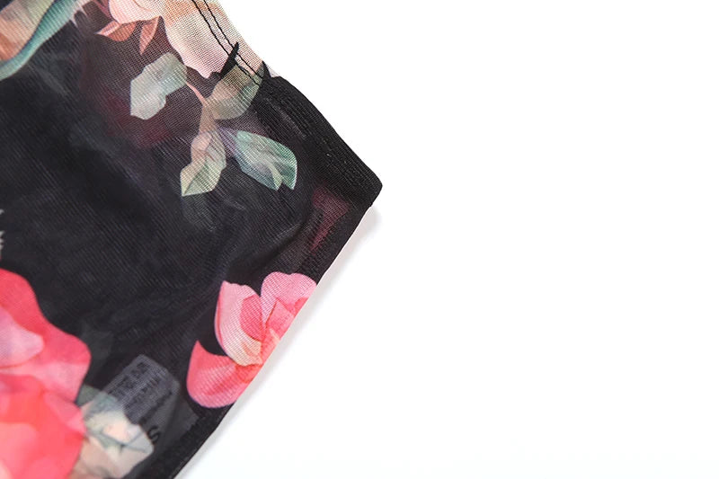 Women's Floral Print 2 Piece Set Slits Slim Long Skirt + Low-Neck Camisole 2025 Vacation Matching Fashion Elegant Hipster Suits