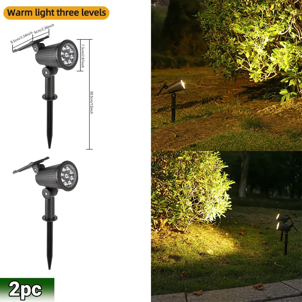 9 LED-zonnespots IP65 waterdicht, RGB-zonne-landschapsverlichting voor buiten, helderheid instelbaar, geschikt voor palmbomen in de tuin