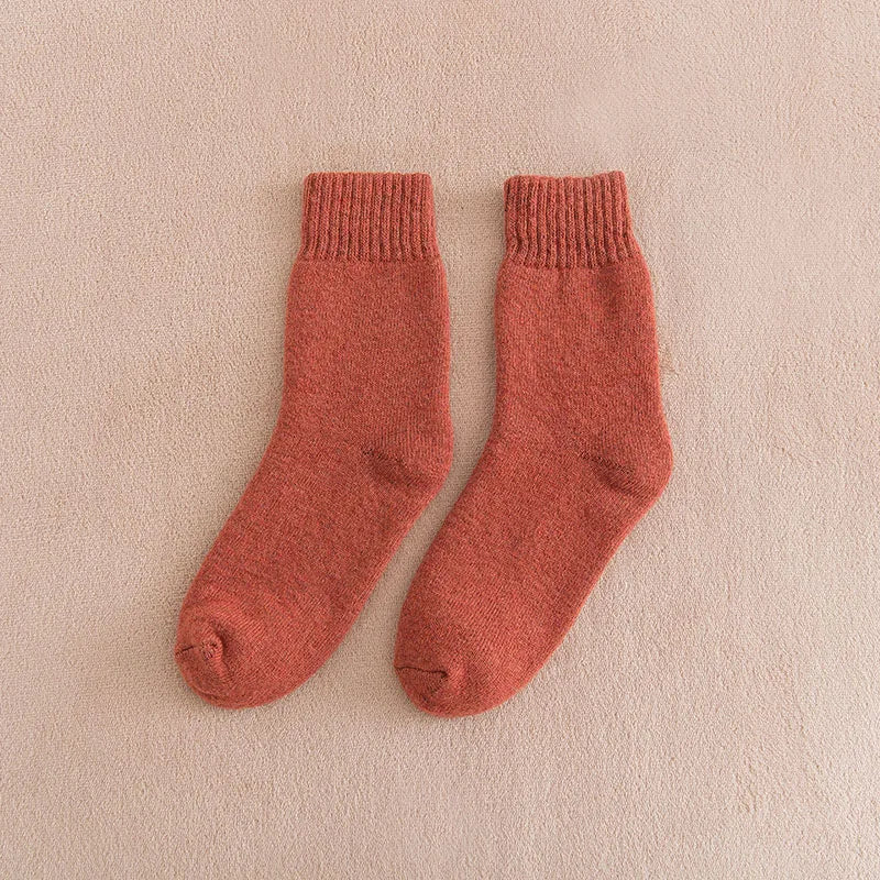 5 paar dikke, warme effen wollen sokken voor dames in de winter, harajuku, retro, koudebestendig, modieus en casual, kasjmier.
