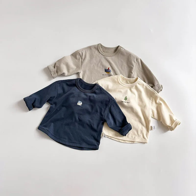 New Spring Kids Thin Style T-shirt Children Cartoon Animal Undershirts Girls Boys Outwear Tops 1-5T Unisex