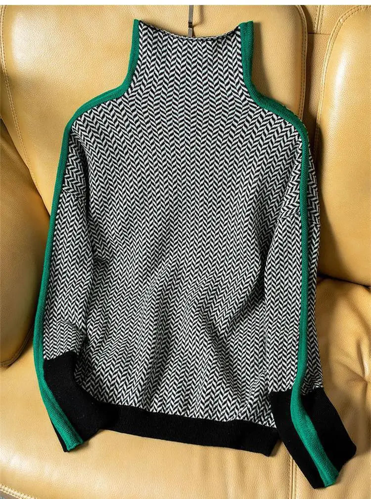 Women's Turtleneck Sweater Knitted Simple Soft Top Slim Warm Jumper Pullover Basic Female Sweaters