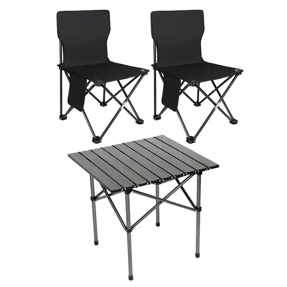 3-delige kampeertafelset met 2 opvouwbare stoelen, opvouwbare picknicktafel, Oxford stoffen krukken, waterdichte loempiatafel voor kamperen
