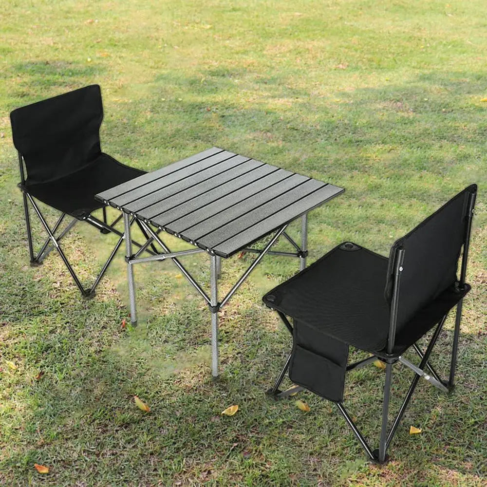 3-delige kampeertafelset met 2 opvouwbare stoelen, opvouwbare picknicktafel, Oxford stoffen krukken, waterdichte loempiatafel voor kamperen
