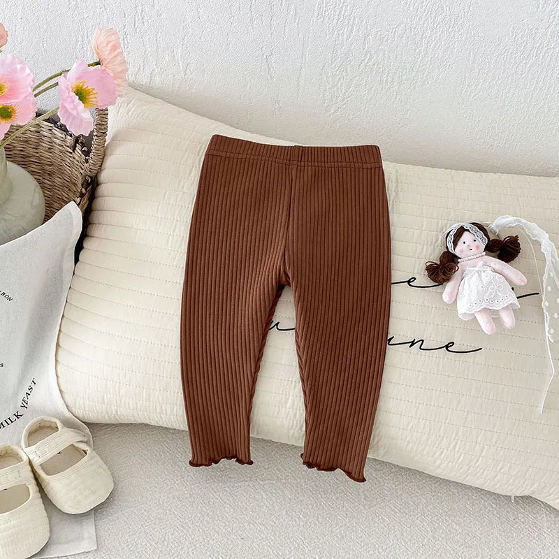 Herfst Baby Leggings Leuke Effen Kleur Meisjes Jongens Pit Strip Skinny Broek Ademende Peuterbroek 6M-3 & Unisex